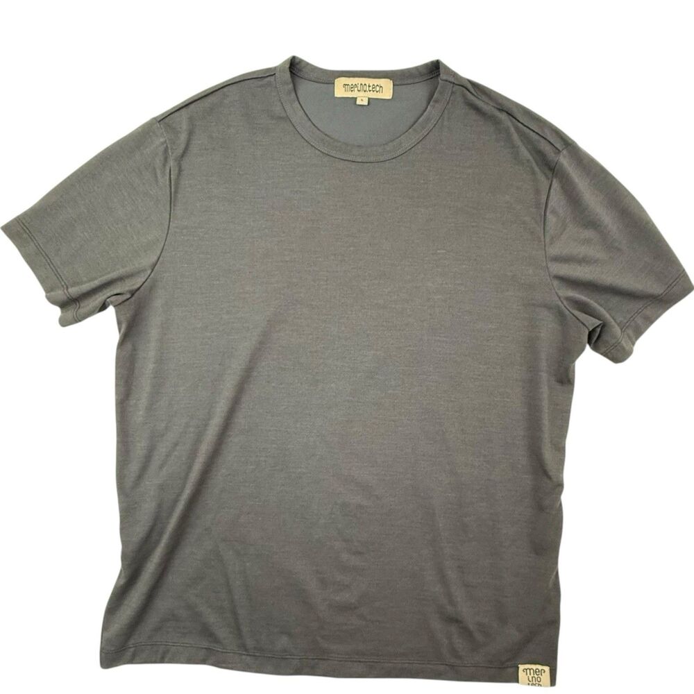 Merino Tech Short Sleeve Wool Shirt Men Size Large Gray Superfine Wool Gorpcore